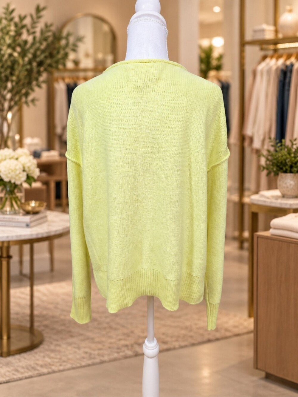 Lucky Brand Pale Yellow Cotton Blend Relaxed Knit Sweater Size L, NWT - Picture 4 of 6